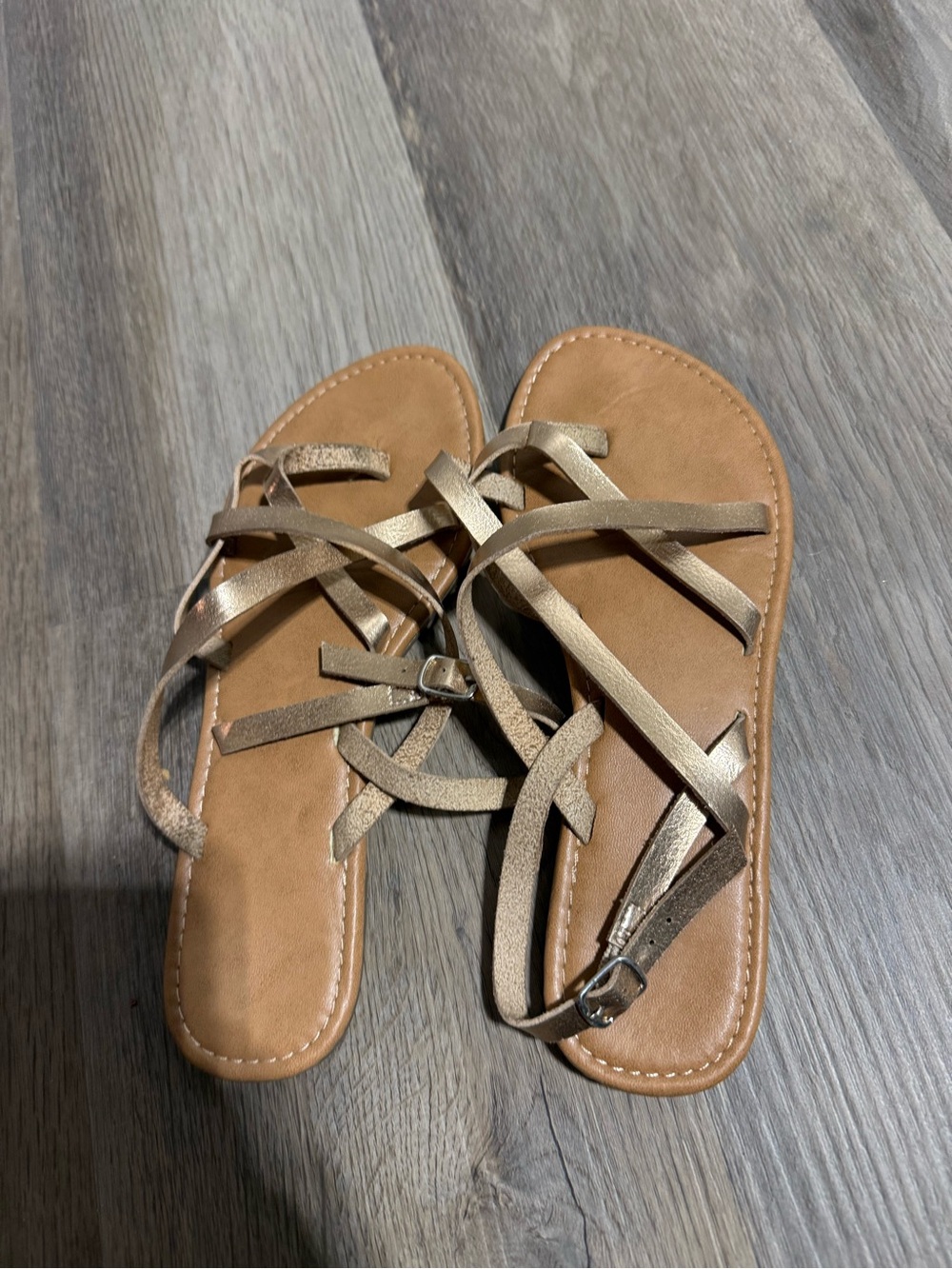 Metallic Gold Strappy Women’s Sandals